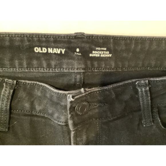 Old Navy Women's Size 8 Tall Mid Rise Rockstar Super Skinny Black Jeans - 663 - Picture 3 of 9